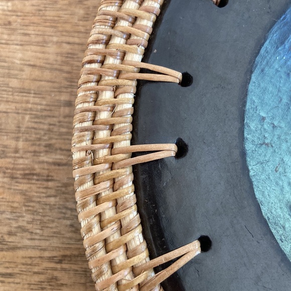 Earthenware Plate Bowl with Rattan Edges - Picture 7 of 7